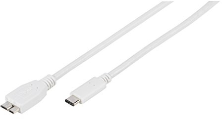 Vivanco Adapter-Kabel (1m, hohe Übertragungsrate/Ladestrom, USB Typ C Stecker auf USB 3.0 Micro B Stecker) weiß