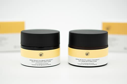 SKINEANCE - Crème de jour et de nuit ULTRA RÉGÉNÉRANTE à la bave d'escargot BIO – Estompe les imperfections cutanées - Lisse les rides – Hydrate et nourrit la peau – Tous types de peaux - 2 x 50 ml