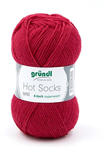 Gründl Hot Socks Sockenwolle rot Uni Farbe 34 - Karminrot, Strumpfwolle Wolle zum Socken Stricken