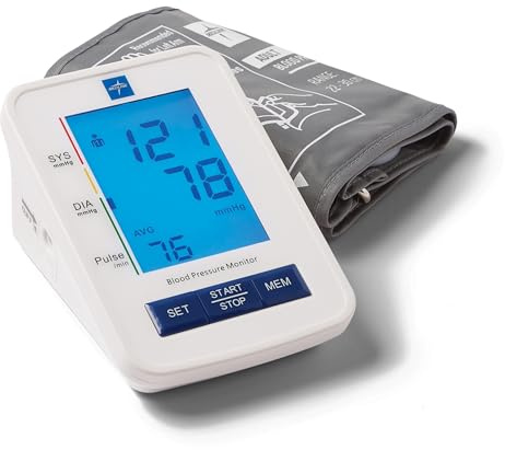 Medline digital Blood Pressure Monitor, Adult Upper Arm Cuff, Digital LCD Display, Stores Up To 90 Readings, Batteries includedes