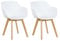 DORAFAIR 2er Set Sessel Skandinavisch Wohnzimmerstuhl Modern Esszimmerstühle mit solide Buchenholz Bein, Retro Design Stuhl für Büro Lounge Küche, Weiß