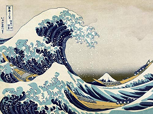 Close Up Hokusai Great Wave Off Kanagawa Kunstdruck (40cm x 30cm) + Original tesa Powerstrips® (1 Pack/20 STK.)