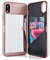 W7ETBEN iPhone XR Case,Hidden Back Mirror Wallet Case with Stand Feature and Card Holder for Apple iPhone XR 6.1 inch - Rose Gold