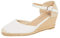 Lora Dora Sandali con zeppa in iuta da donna con memory foam, tacco medio a slingback, espadrillas di moda con cinturino alla caviglia, scarpe estive, Bianco (Con Memory Foam), 39 EU