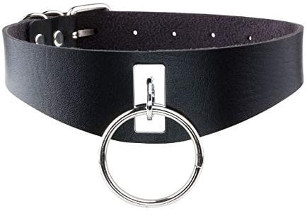 Manfnee PU Leather Choker Punk Lock Goth Emo O-Ring Rivets Choker Necklace for Man Women Jewelry