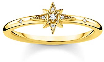 THOMAS SABO Ring Stern mit Steinen gold vergoldetes Silber TR2317-414-14-56