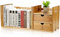 Tischbuchregal Bambusholz ausziehbarer Schreibtisch Tischbuchregal B¨¹cherregale Buchregal Organizer Verstellbares Schreibtischregal mit 2 Schubladen 51-80,5cm x18,5 x20,5 cm