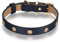 Scamper & Co Hundehalsband, Echtleder, mit Mikrofaser-Schmucksteinen, rund, 40,6 cm, Marineblau