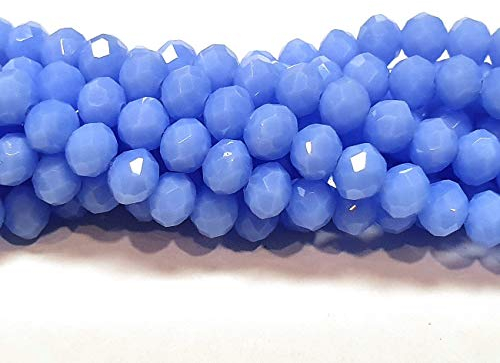 Tschechische Kristall Glas Perlen CZ Böhmische Facettierte Rondelle Glasperlen 4/6/8/10 mm (Opak Blau, 4x3 mm)