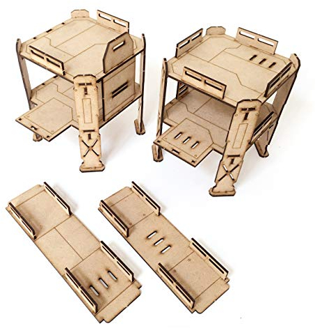 Pwork Wargames Combat Zone 02 - Escenografía de Ciencia ficción para miniaturas a Escala 28mm / 35mm - Miniaturas de Mesa wargame Terreno de escenografía 3D - MDF 3mm