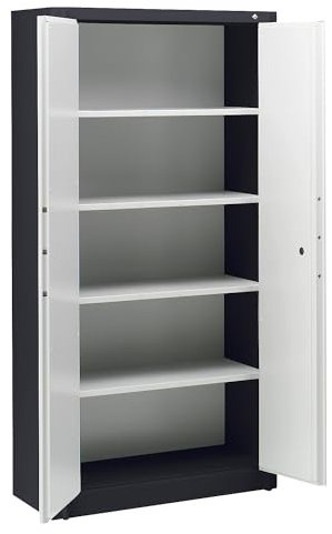 C+P | Feuergeschützter Stahlschrank | gemäß DIN 4102 | HxBxT 1950 x 930 x 500 mm | schwarzgrau/lichtgrau