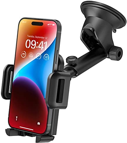 Car Phone Mount ,Dashboard Windscreen Car Phone Holder,Universal Cradle with One Button Release&Strong Sticky Gel Pad for iPhone12 11 XS XR X 8 7,Galaxys20 10 9,HTC,etc