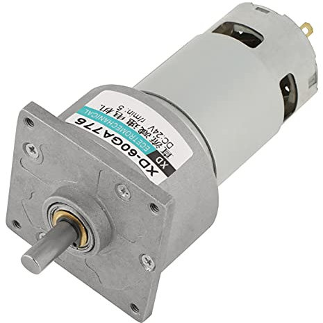 Motor de engranaje de metal DC, DC12V/24V 35W Micro DC Motor de engranaje de metal Velocidad ajustable CW/CCW para automatización de oficinas(24V 5rpm)