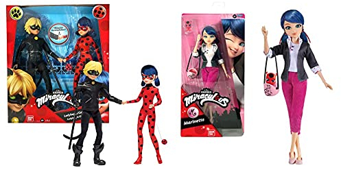 BANDAI P50365 Miraculous 2er Packung Ankleidepuppen 26 cm – Ladybug und Cat Noir, Keine & Miraculous Ladybug – Ankleidepuppe 26 cm – Marinette – P50005