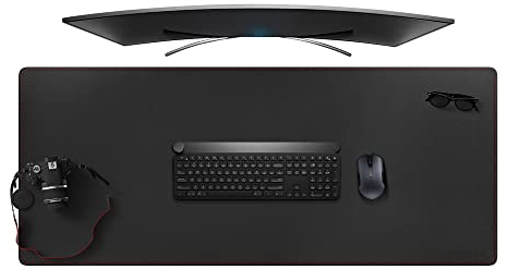 ZORESYN XXL Schreibtischunterlage 130x50cm aus PU-Leder – Wasserdichtes Mauspad & Schreibmatte mit Anti-Rutsch, ideal für Büro, Homeoffice und Gaming (Schwarz)
