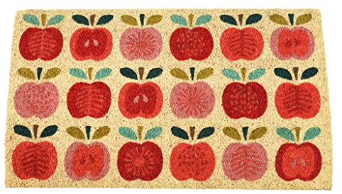 Rex London Fußmatte/Fußabstreifer/Abstreifer aus umweltfreundlicher Kokosfaser mit dem Design „Vintage Apple“ (Apfel Motiv), Rückseite aus rutschfesten Plastik