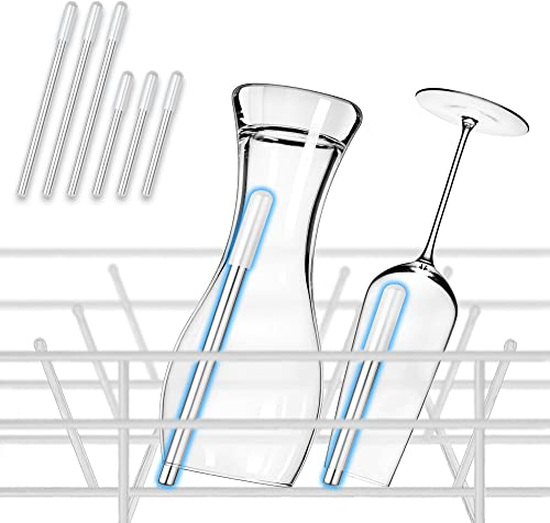 ecooe 6er-Set Flaschenhalter für Spülmaschine Glashalter mit verlängerte Silikonkappe Universelle Spülmaschineneinsatz für Weizengläser, Sektfläser, Biergläser usw. (17 cm, 11,5 cm)