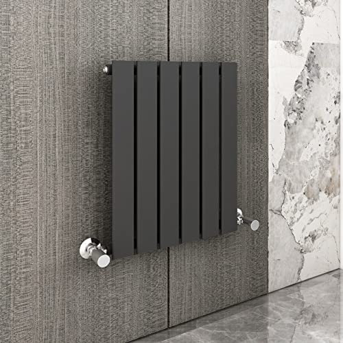 Radiator Horizontal Vertical Designer Flat Panel Central Heating Radiator 600mm Height (600x408mm Single, Anthracite)