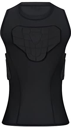 Girls Padded Sports Vest, Compression Shock Guard Shirt, Football Protective Pads for Goalkeeper Paintball Airsoft and Contact Extreme Sports YXL