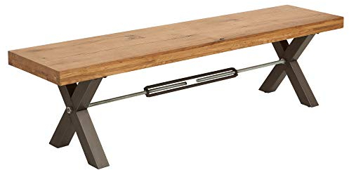 Riess Ambiente Massive Sitzbank Thor 180cm Wild Eiche geölt im Industrial Design Bank Holzbank