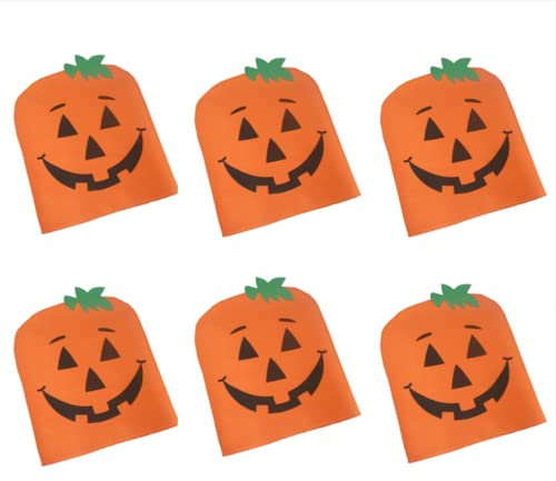 Fotrsta Halloween-Kürbisstuhl-Rückenabdeckung, Erntedank-Stuhlhussen Set mit 6 Stück, Halloween-Stuhl-Rückenabdeckung, Retro-Bauernhaus-Sitzschutz für Halloween, Erntedankfest