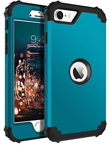 BENTOBEN for iPhone SE 3 2022 Case, iPhone SE 2020/ iPhone 8/ iPhone 7, 3 Layer Heavy Duty Hybrid Hard PC Back Soft TPU Bumper Shockproof Protective Case for iPhone SE 2020/2022/8/7 (4.7 Inch)SEA BLUE