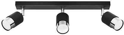 Sollux Deckenlampe Led Wohnzimmer – Led-lampen Deckenlampen – Lampen Wohnzimmer – Glühbirne Nicht im Lieferumfang Enthalten – Wohnzimmer Deckenleuchte NERO 3 Schwarz, Chrom - GU10-Fassung