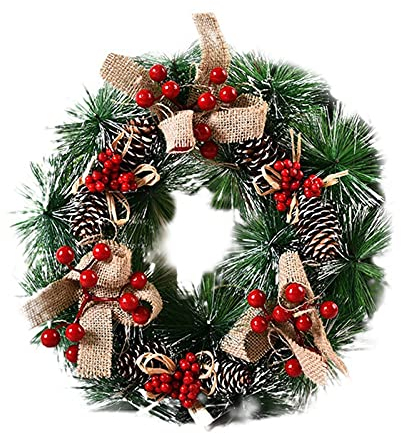 30cm Weihnachtskranz Türkranz Weihnachten Wiederverwendbar Künstlich Kranz Haustür DekoWeihnachtskranz Basteln Dekoration Tannenkranz Kugeln Blumen für Tür Fenster Ornament