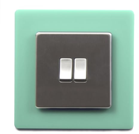 Double & Single Light Switch Surround Acrylic Finger Plate Panel Socket Multiple Colours (Single, Spearmint Green Pastel)
