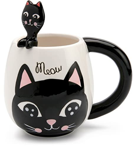 Mousehouse Gifts - Cat Mug and Spoon Set, Novelty Animal Mugs for Children