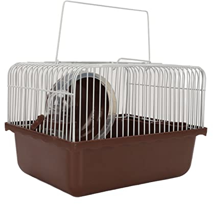 Hamsterkäfig, Tragbares Kleintierhaus mit Laufrad, Futternapf, Wasserflasche, Kleintierkäfig mit Tragbarem Griff für Häschen, Chinchillas, Meerkaninchen, Frettchen