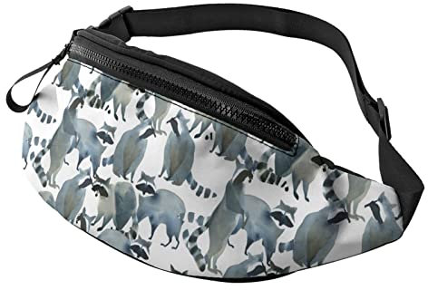 Raccoon Family Sports Crossbody Fanny Pack Stilvolle Taillentasche mit verstellbarem Riemen zum Wandern, Gehen, Joggen