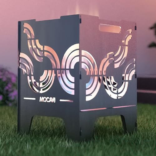 MOCAVI Feuerkorb Identity 52 cm | 3 mm Stahl Feuerschale eckig Feuertonne Outdoor massiv robust sicher Design-Feuertonne für Garten und Terrasse Feuerstelle hitzefest Feuersäule Feuerfass Brenntonne