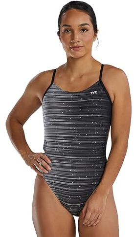 TYR Damen Durafast Elite Cutoutfit Badeanzug Titanium Speedwarp, 40