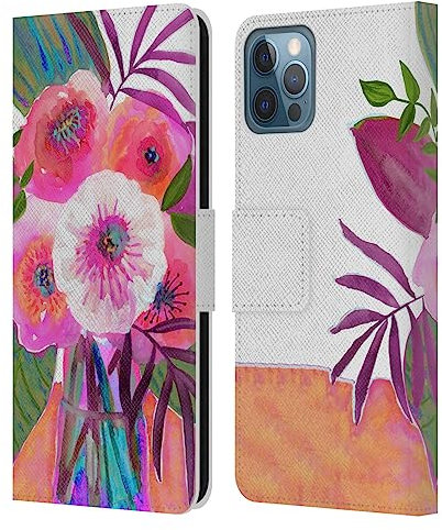 Head Case Designs Offizielle Suzanne Allard Sonnenaufgangsstrauß Violett Blumengrafiken Leder-Wallet-Hülle Kompatibel mit Apple iPhone 12 / iPhone 12 Pro