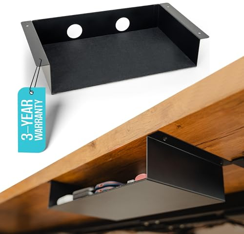 Carbon Steel Under Shelf Storage - Small Shelf for Under Desk & Table - Gaming Desk Accessories - 13 * 8 * 2.8 in