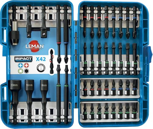 Coffret de douilles 1/4 avec embouts impact 42 pièces Leman
