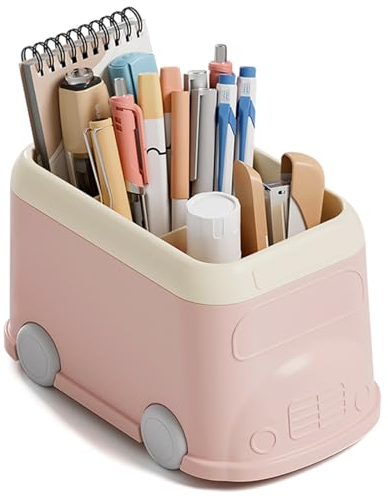 Aipeeo Stiftehalter, Stifte Organizer, Stiftehalter Schreibtisch, Schulbusform, großes Fassungsvermögen, kann Stifte, Hefter, Lineal und andere Schreibwaren aufnehmen