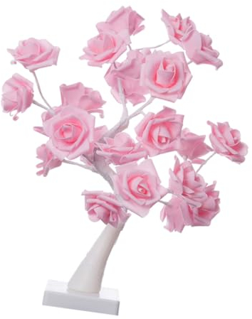 BUTIFULSIC Nachtlicht Rosenblütenlicht Rose Tischleuchte Weihnachtstischlicht tischlampe led tree light dekorative Lampe Nachttisch-LED-Leuchten nordisch Dekorative Lichter Bonsai Baum Rosa