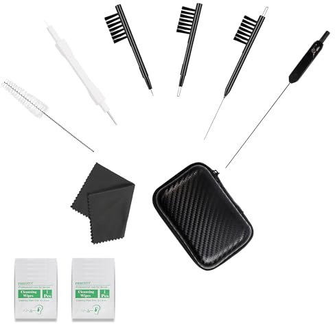 Phitunry 52-Piece Hearing Aid Cleaning Kit Accessories Portable Hearing Aid Case Pocket Size with Cleaning Brush, Dry Capsules, Audio Wipes, Deer Velvet Cloth and Hearing Aid Travel Case（Medium）