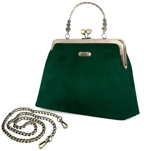 Abuyall Evening Bag Vintage Purse Kiss Lock Purses and Handbags for Women Floral Canvas Handbag