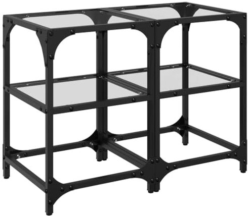 vidaXL Couchtische 2 STK., Couchtisch mit Glasplatte Edelstahlgestell, Sofatisch für Wohnzimmer, Kaffeetisch Beistelltisch Teetisch, Transparent Stahl