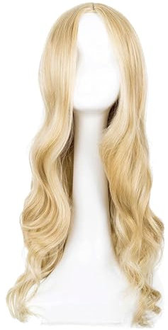 Zclro Blonde Lockige PerüCke füR Frauen, 27.55 Zoll Lang Gewellt PerrüCke HitzebestäNdig PerüCke füR Damen Cosplay KostüM Party - Blond PerüCke