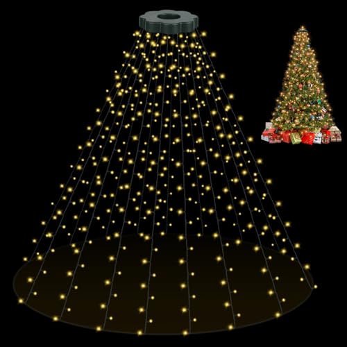 Opard Christmas Tree Lights, 3m x 16 Strands 400 LEDs Fairy Lights Plug in, Christmas Decorations with 8 Lighting Modes Timer and Memory Function for Indoor Outdoor Xmas Decorations