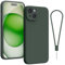 Andwing For iPhone 15 Case,Silicone Case Soft Ultra For iPhone 15 Phone Case Slim Protective Shockproof Cover Scratch-Resistant Microfiber Lining, 6.1 Dark Green