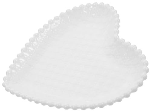 CIYODO Plato en Forma de Corazón para Postres Plato de Porcelana con Forma de Corazón Bandeja para Ensaladas Plato de Desayuno Utensilio de Cocina Decoración Blanca