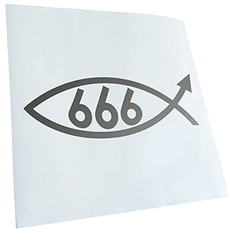 Kiwistar - Autoaufkleber - Silber - 15x10cm 666 Fisch Aufkleber für Auto, Laptop, Fahrrad, LKW, Motorrad mehrfarbig JDM Decal Racing