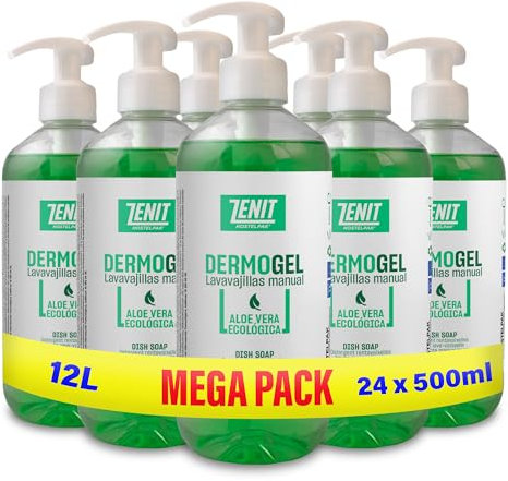 Hostelpak | 24 x 500 ml | DermoGel Aloe Vera Organic Manual Dishwasher Detergent | Hand Dishwashing | Liquid Detergent