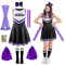HILKKET Cheerleader Kostüm Kinder, Cheerleadering Outfit Mädchen, Cheerleading Kleid Cheer Uniformen mit Pompoms, Socken und Haarzubehör, Kinder Cheer Outfit (Lila, S)