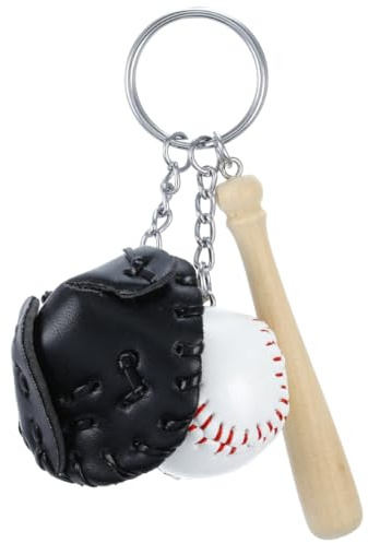 CALFOVERA PU Leder Baseball Schlüsselanhänger Für Männer Frauen Mini Softball Schlüsselanhänger Anhänger Dekorationen Mit Schwarzen Handschuh Und Schläger Für Geburtstag Vatertag Muttertag
